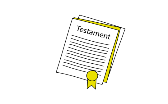 DB nalaten illustratie testament en pijl