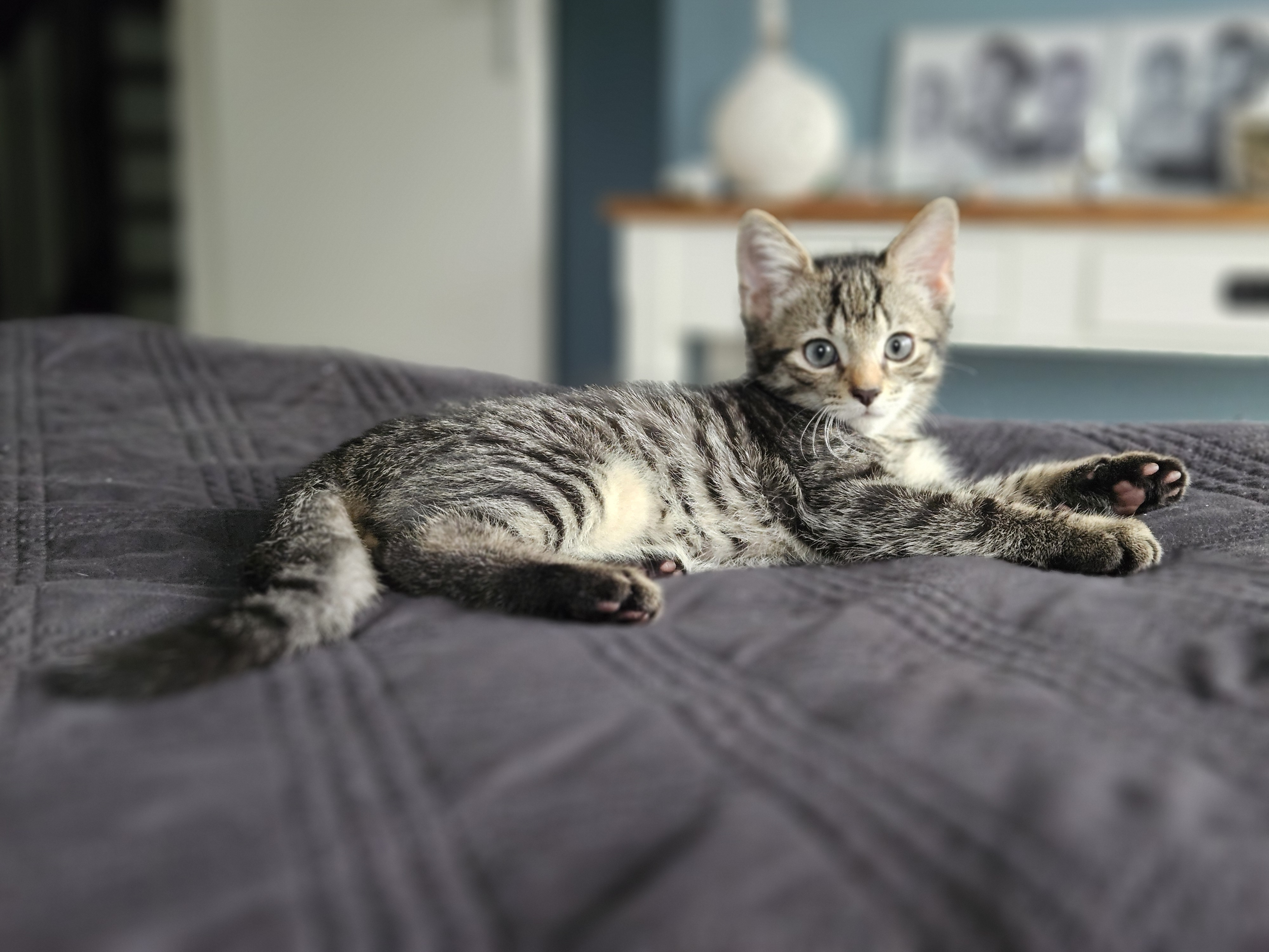 Nino ligt languit op bed