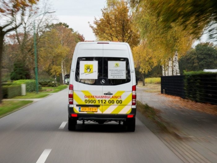 Dierenambulance rijdt weg